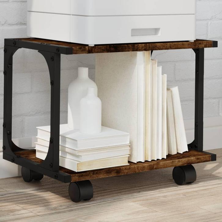 vidaXL Printerkastje 2-laags 41x28x33,5 cm bewerkt hout, Computers en Software, Printers, Nieuw, Verzenden
