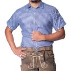 Trachtenhemd Korte Mouw Leopold Blauw Geblokt, Kleding | Heren, Carnavalskleding en Feestkleding, Ophalen of Verzenden, Nieuw