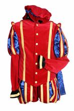 Piet Fluweel Met Cape Malaga Rood-Blauw - M, Diversen, Sinterklaas, Verzenden, Nieuw