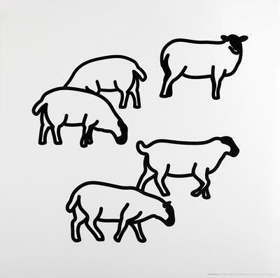 Julian Opie (1958) - Sheep 4, Antiek en Kunst, Antiek | Overige Antiek