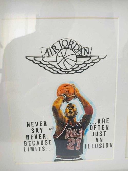Gio - Lijst- AJ1 - Michael Jordan (mini sneakers in beeld) -, Antiek en Kunst, Kunst | Designobjecten