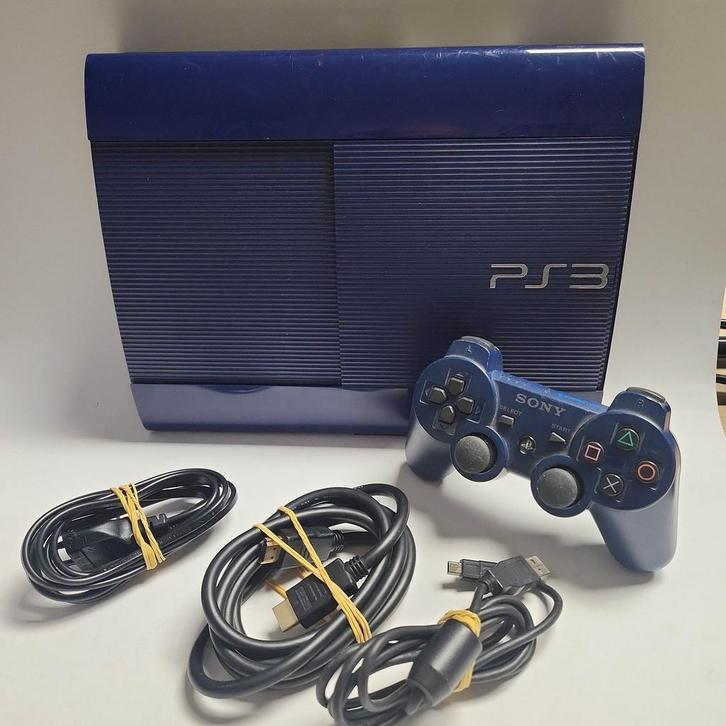Sony Azura Blue 500gb Super Slim Playstation 3, Spelcomputers en Games, Spelcomputers | Sony PlayStation 3, Ophalen of Verzenden