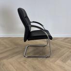 vergaderstoel, zwart leder - chroom, Huis en Inrichting, Stoelen, Gebruikt, Zwart, Leer, Ophalen of Verzenden