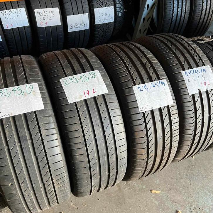 4 x Continental SportContact 5 235-45-19 Zomerbanden 7,5mm, Auto-onderdelen, Banden en Velgen, 19 inch, Zomerbanden, 235 mm, Personenwagen
