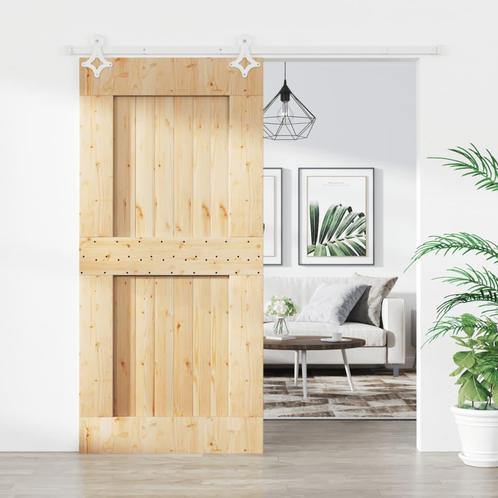 vidaXL Schuifdeur met beslag 95x210 cm massief grenenhout, Doe-het-zelf en Verbouw, Deuren en Horren, Nieuw, Verzenden