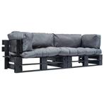 vidaXL 2-delige Tuinbankenset pallet met grijze kussens, Verzenden, Nieuw