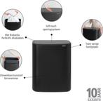 Brabantia Bo Touch Bin Prullenbak - 60 liter - Matt Black, Verzenden, Zo goed als nieuw