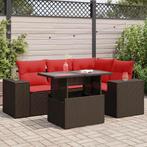 vidaXL 5-delige Loungeset met kussens poly rattan acacia, Tuin en Terras, Tuinsets en Loungesets, Verzenden, Nieuw, Rotan, Loungeset