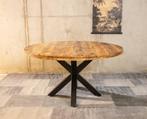 Ronde mango eettafel naturel Spider 130 cm (diameter), Huis en Inrichting, Tafels | Eettafels, Ophalen of Verzenden, Nieuw