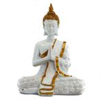 Witte Thaise Boeddha in Meditatie (14 x 9 x 20 cm), Nieuw, Verzenden