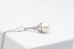 Ketting met hanger - 18 karaat Witgoud Parel - Diamant, Sieraden, Tassen en Uiterlijk, Antieke sieraden