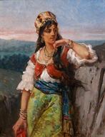 Jan Portielje (1829-1908) - Portrait of an Italian woman, Antiek en Kunst