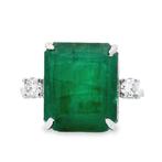 Ring Platina - 8.50ct. tw. Smaragd - Diamant - Zambia, Nieuw