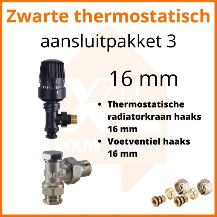 Eco 4 Zwarte thermostatisch M30 aansluitpakket 3 t.b.v. 16 m, Doe-het-zelf en Verbouw, Verwarming en Radiatoren, Radiator, Nieuw