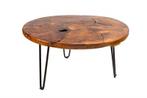 Ronde massief houten salontafel MOSAIK 70cm natuurlijk, Huis en Inrichting, Tafels | Salontafels, Ophalen of Verzenden, Nieuw