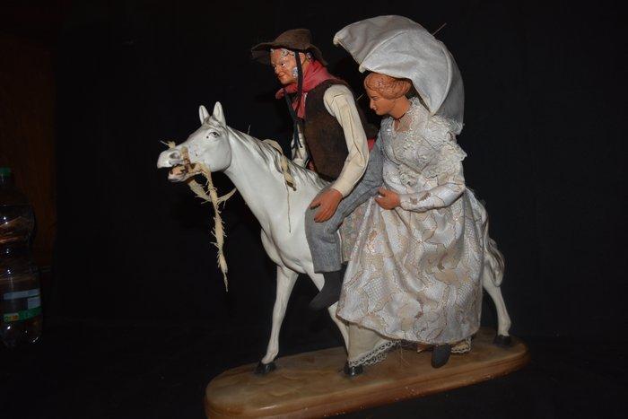Jouglas - Pop couple de mariés a cheval - 1930-1940 -, Antiek en Kunst, Antiek | Speelgoed