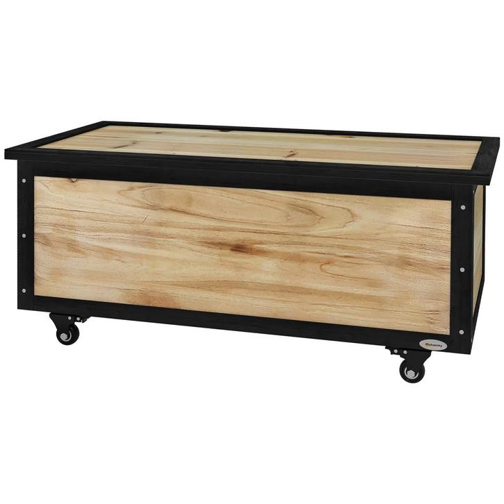 Tuinbox Hout Kussenbox 121L Opbergbox Met Wielen, Weerbesten, Tuin en Terras, Bergingen en Tuinkasten, Nieuw, Verzenden