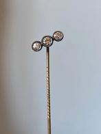 Broche - 14 karaat Geel goud, Zilver - 0.30ct. tw. Diamant, Sieraden, Tassen en Uiterlijk, Antieke sieraden