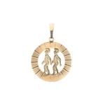 Gouden hanger van het sterrenbeeld tweelingen, Ophalen of Verzenden, Gebruikt, Goud, Overige merken