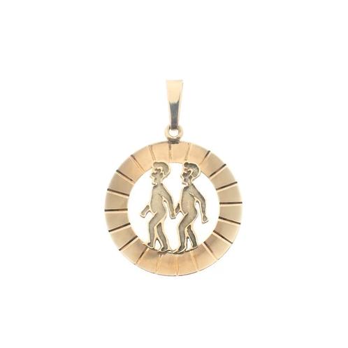 Gouden hanger van het sterrenbeeld tweelingen, Sieraden, Tassen en Uiterlijk, Bedels, Gebruikt, Overige merken, Goud, Ophalen of Verzenden