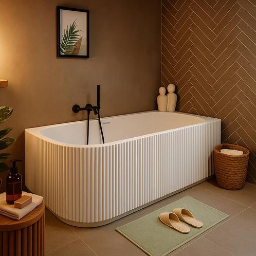 Ligbad Havana 170 x 80 x 58 cm Half Vrijstaand Links wit, Doe-het-zelf en Verbouw, Sanitair, Nieuw, Bad, Verzenden