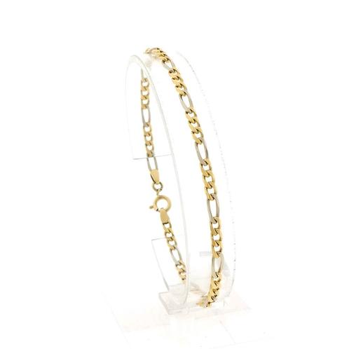 Bicolor gouden Figaro schakel armband; 20 cm (witgoud), Sieraden, Tassen en Uiterlijk, Armbanden, Overige kleuren, Gebruikt, Goud