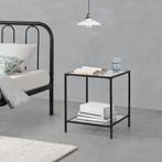 Bijzettafel Norrtälje met plank glas 55x45x45 cm zwart, Verzenden, Nieuw
