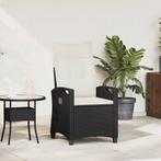 vidaXL Verstelbare tuinstoel Zwart en Crème 56 x 60 x 112 cm, Verzenden, Nieuw, Rotan