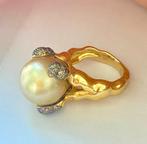 Armring - 18 karaat Geel goud Parel - Diamant