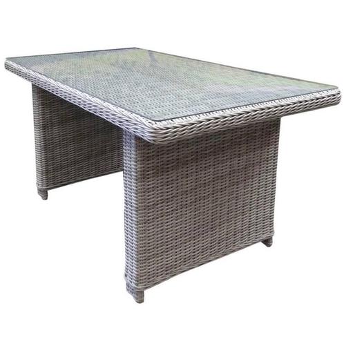 Ibiza XL lounge-diningtafel 140x80xH70 cm wit grijs, Tuin en Terras, Tuintafels, Nieuw, Wicker, Ophalen of Verzenden