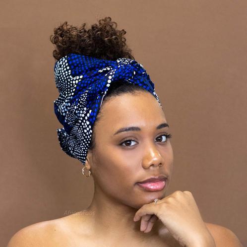Afrikaanse Blauwe diamonds hoofddoek - headwrap, Kleding | Dames, Hoeden en Petten, Nieuw, Ophalen of Verzenden
