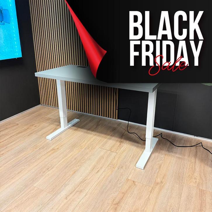 Actiforce Zit-sta bureau 138x67cm - Grijs - Back to school!!, Huis en Inrichting, Bureaus, Stabureau, Nieuw, Elektrisch, In hoogte verstelbaar