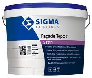 Sigma Facade Topcoat Satin - Wit - 1 liter, Doe-het-zelf en Verbouw, Verf, Beits en Lak, Verf, Wit, Nieuw, Minder dan 5 liter