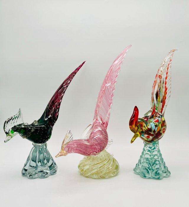sculptuur, Trio d’oiseaux stylisés en verre de Murano - 32, Antiek en Kunst, Curiosa en Brocante