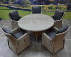 Bilbao Riccione dining tuinset 150 cm rond 6-delig grijs, Tuin en Terras, Ophalen of Verzenden, Nieuw, Wicker