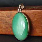 Chrysoprase Zilveren hanger - Hoogte: 1 cm - Breedte: 2.5