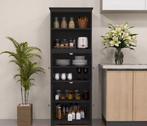 Keukenkast Zwart 60×30×162 cm met Glasdeur en Open Planken, Huis en Inrichting, Verzenden, Nieuw