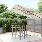 vidaXL 5-delige Tuinbarset poly rattan en massief acaciahout, Verzenden, Nieuw, Rotan, 4 zitplaatsen