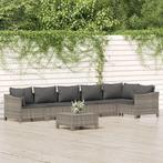 vidaXL 7-delige Loungeset met kussens poly rattan grijs, Verzenden, Nieuw, Rotan, Loungeset