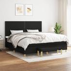 vidaXL Boxspring met matras stof zwart 200x200 cm, Verzenden, Zwart, Overige maten, 200 cm
