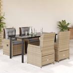 vidaXL 5-delige Tuinset met kussens poly rattan beige, 4 zitplaatsen, Nieuw, Tuinset, Verzenden