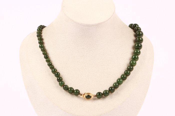Zonder minimumprijs - Halsketting - 18 karaat Geel goud Jade, Sieraden, Tassen en Uiterlijk, Kettingen