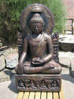 Grote boeddha op troon inclusief levering aan huis, Nieuw, Beton, Ophalen of Verzenden, Boeddhabeeld