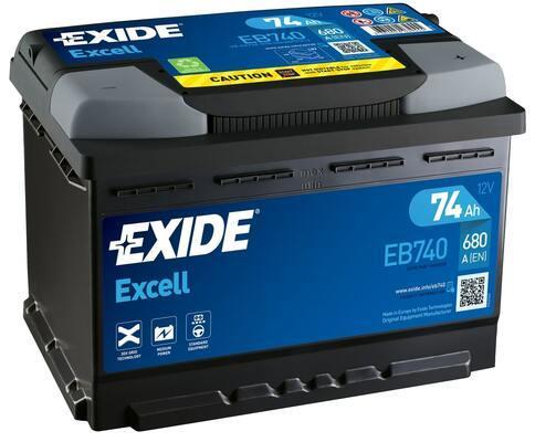 Exide Excell accu | EB740 | 12V 74Ah, Auto-onderdelen, Accu's en Toebehoren, Ophalen of Verzenden