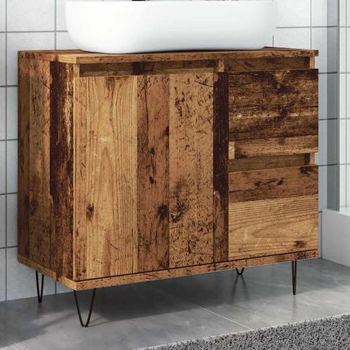 vidaXL Badkamerkast 65x33x60 cm bewerkt hout oud houtkleurig, Huis en Inrichting, Badkamer | Badkamermeubels, Nieuw, Minder dan 100 cm