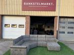 Hoekbank relax bank grijs pu leer/stof design bankstel, Zo goed als nieuw, Hoekbank, Leer, Design