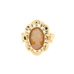 Vintage gouden ring met camee (klassiek, geelgoud), Sieraden, Tassen en Uiterlijk, Ringen, Gebruikt, Overige kleuren, Ophalen of Verzenden