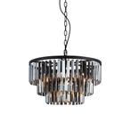 Moderne kroonluchter zwart met smoke glas 9-lichts - Amel, Huis en Inrichting, Lampen | Kroonluchters, Nieuw, Overige materialen