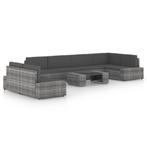vidaXL 8-delige Loungeset met kussens poly rattan grijs, Verzenden, Nieuw, Rotan, Loungeset