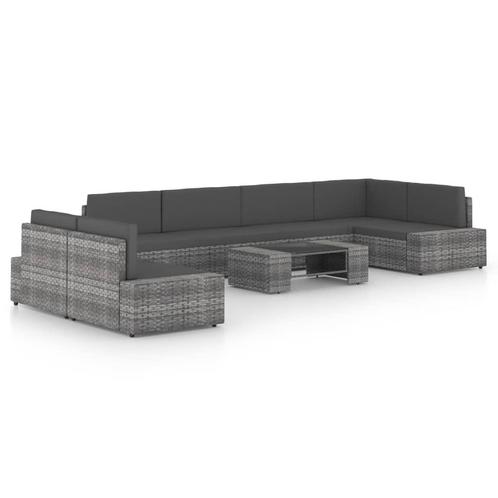 vidaXL 8-delige Loungeset met kussens poly rattan grijs, Tuin en Terras, Tuinsets en Loungesets, Loungeset, Nieuw, Rotan, Verzenden